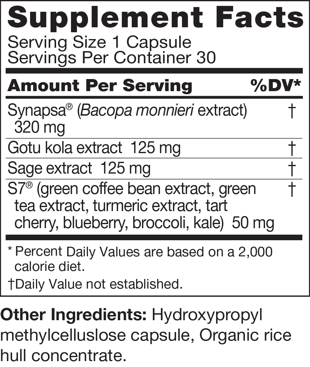 Neuro Boost Brain Supplement, 30ct Supplement Facts label