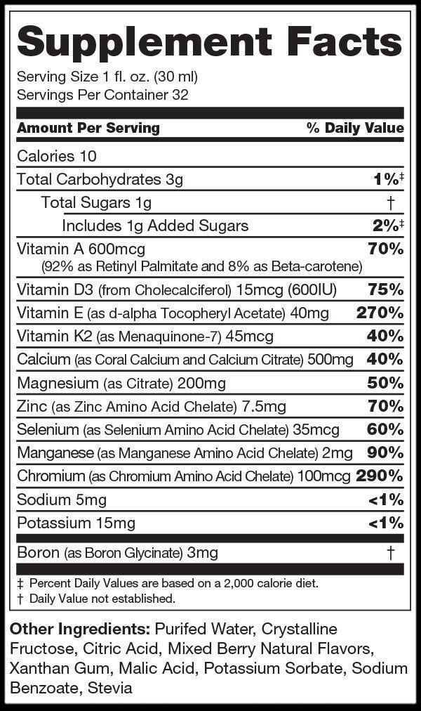 CalciuMK+ Supplement Facts label