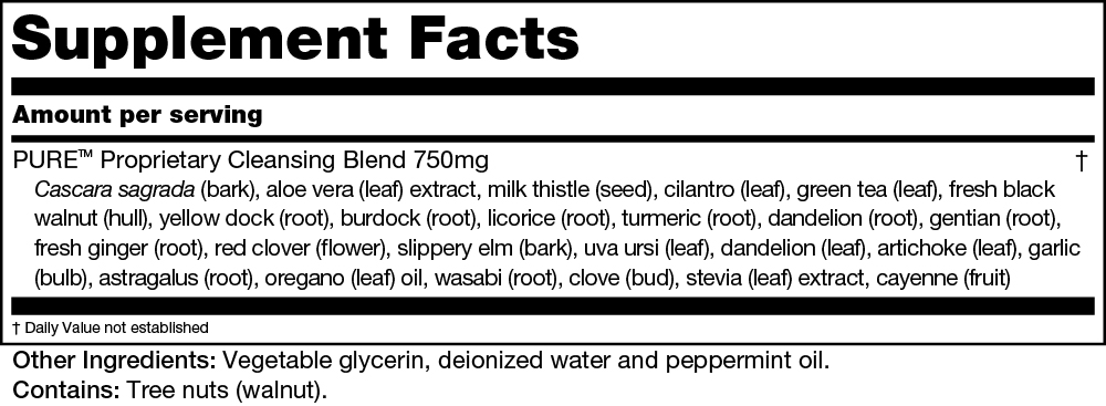 Cleanse, Liquid 1 oz. product label