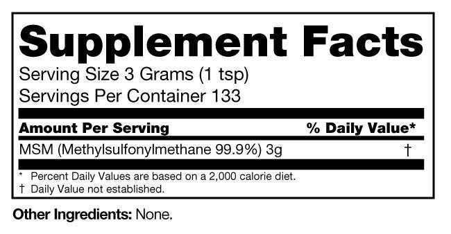 Sulfur - 4 Pack Supplement Facts label